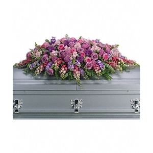 lavender rose casket spray